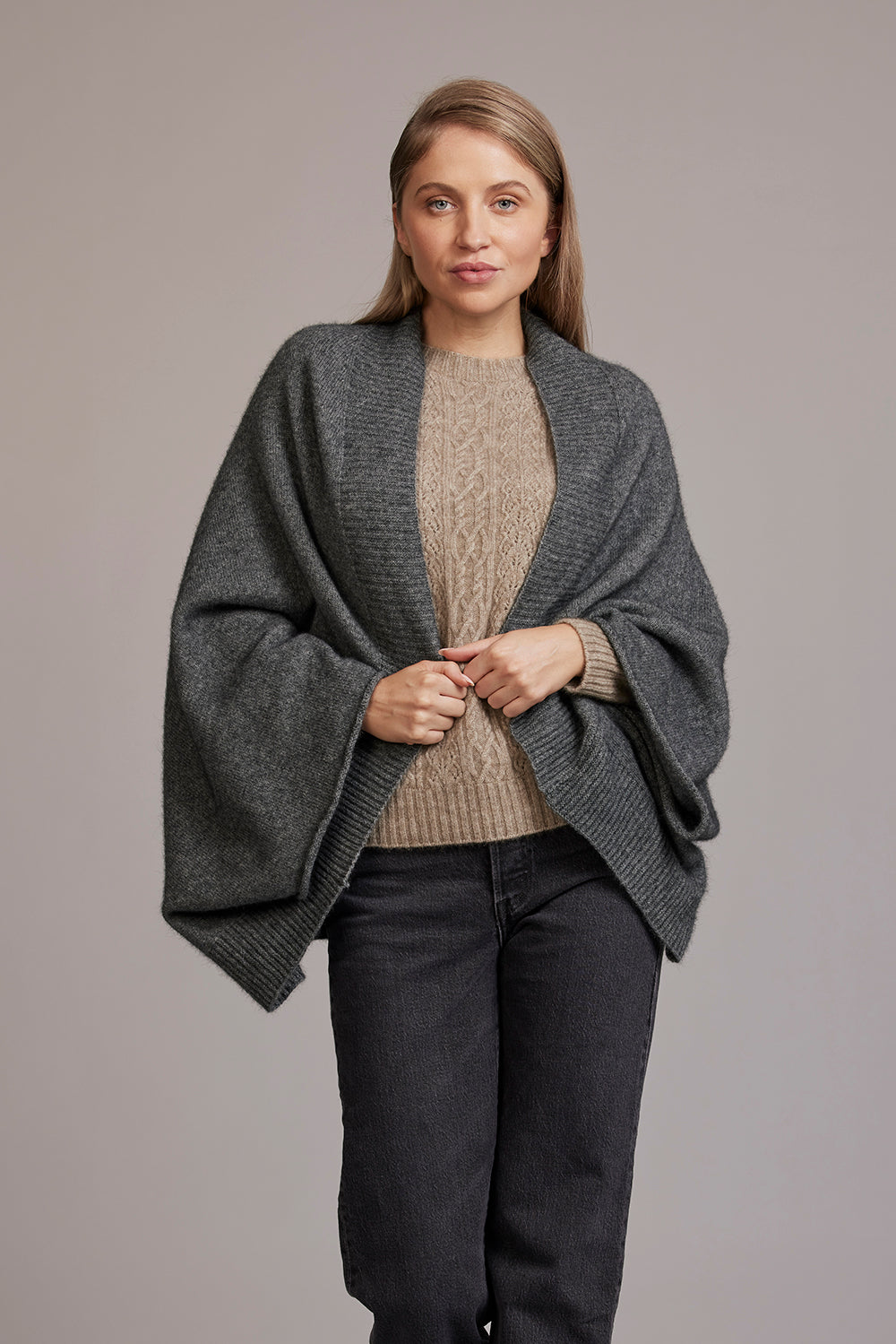 Pewter Possum Merino Shrug Cardigan