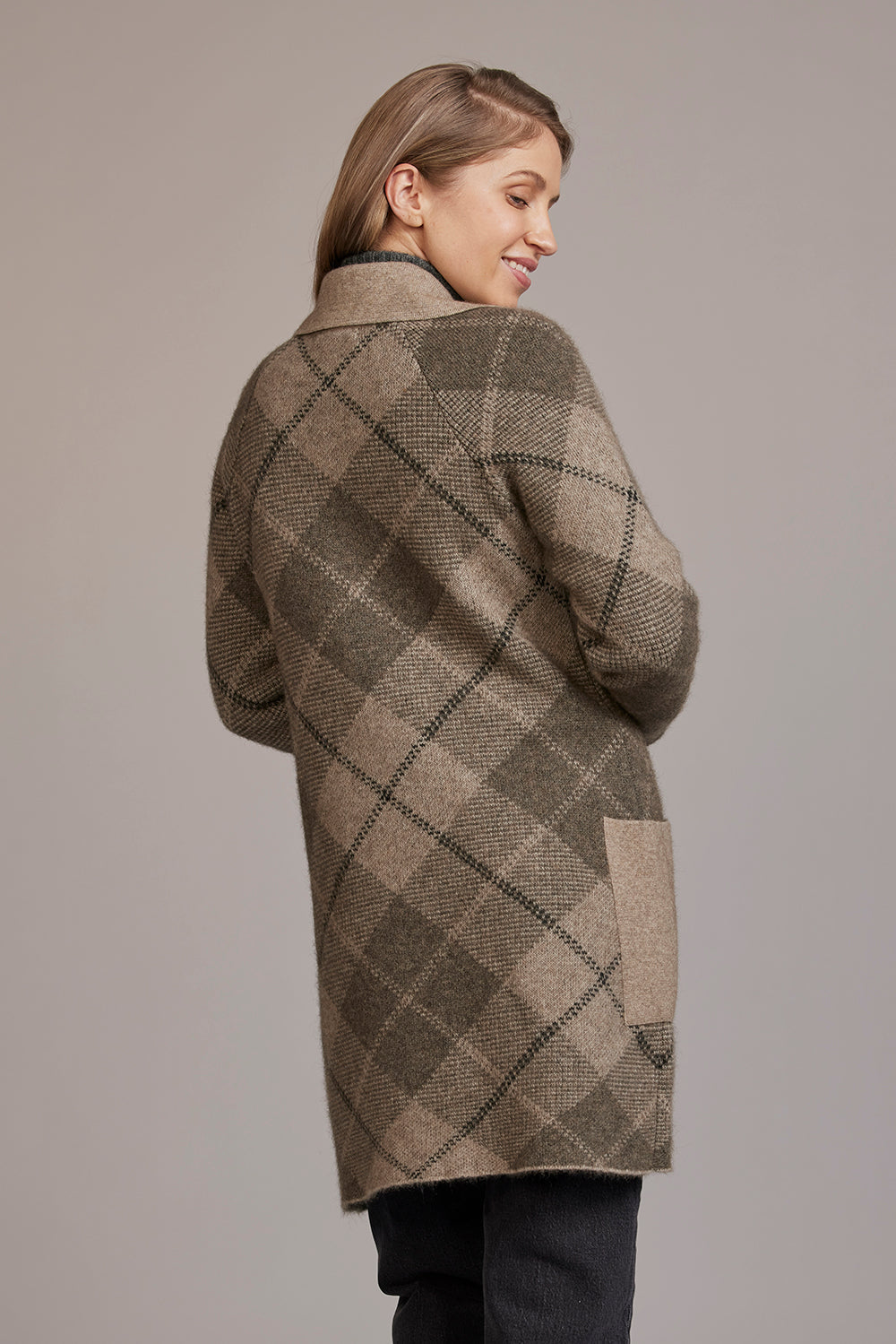 Ash Mocha - Possum Merino & Silk Tartan Coat