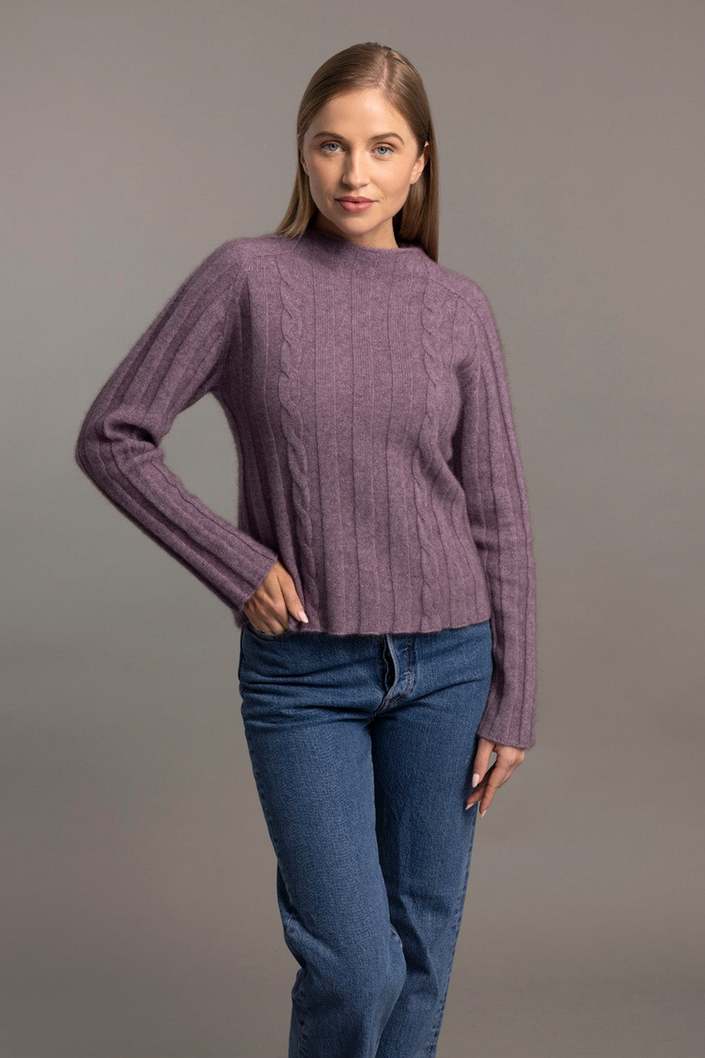 Lilac - Possum Merino Cable Knit Jumper