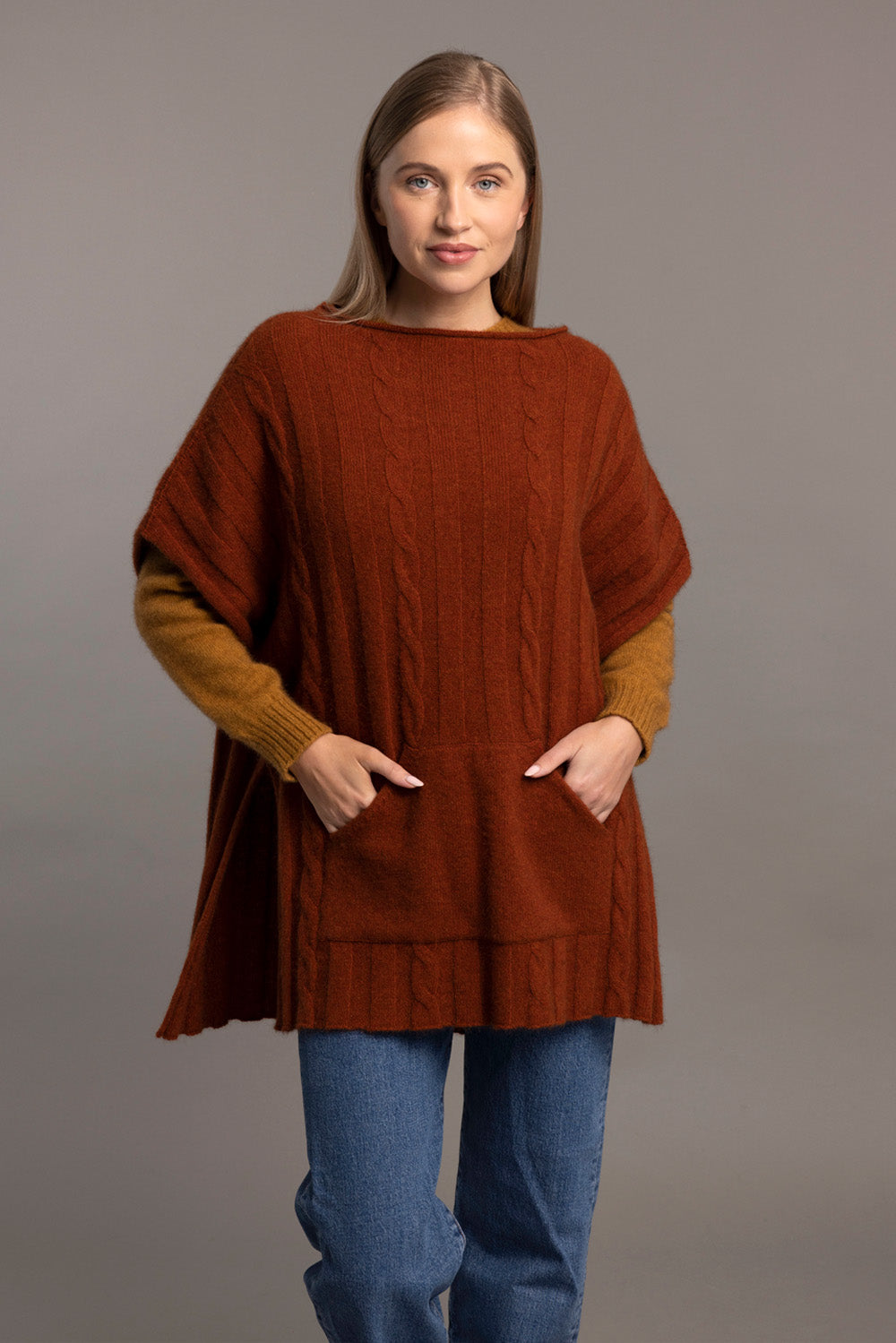 Spice - Possum Merino Cable Knit Poncho