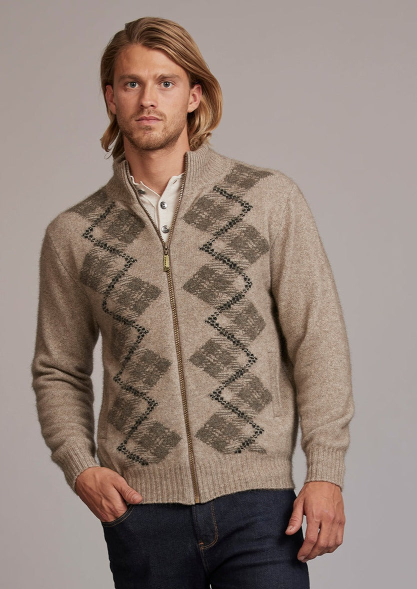 Ash Mocha Possum Merino Tartan Jacket