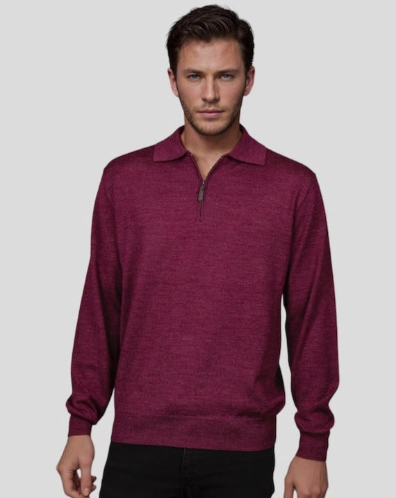 Ansett Grape Half Zip Fine Merino Wool Jumper