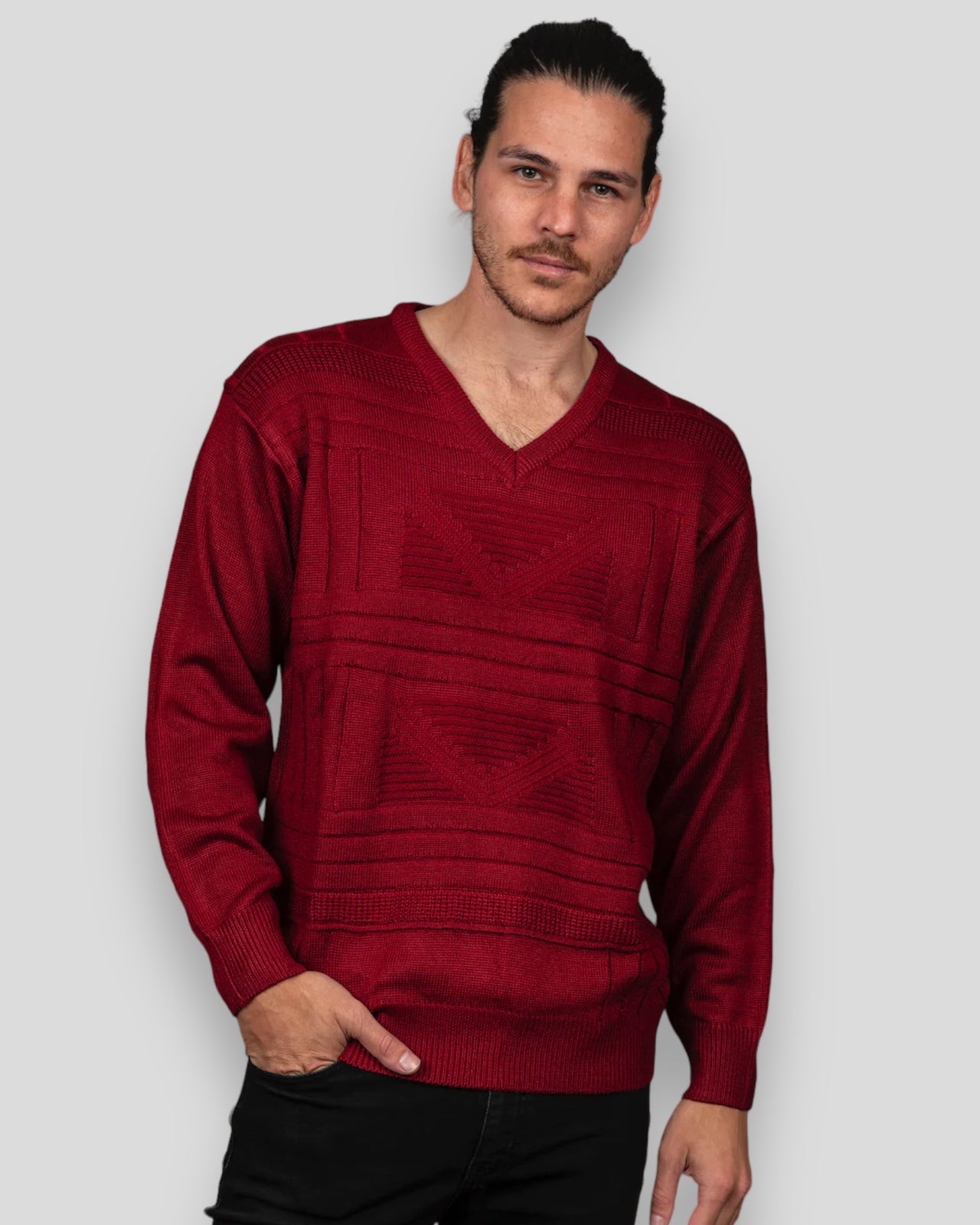 9123 Red V Neck Jumper - Tradewinds By Ansett