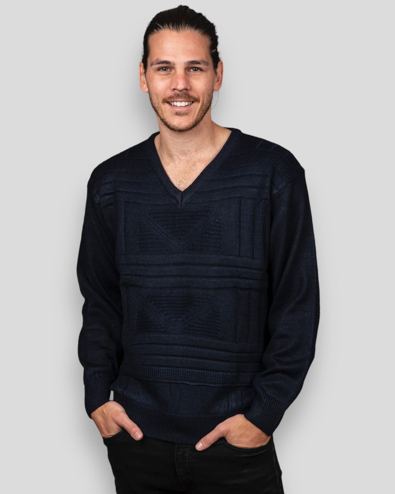 9123 Navy V Neck Jumper - Tradewinds By Ansett