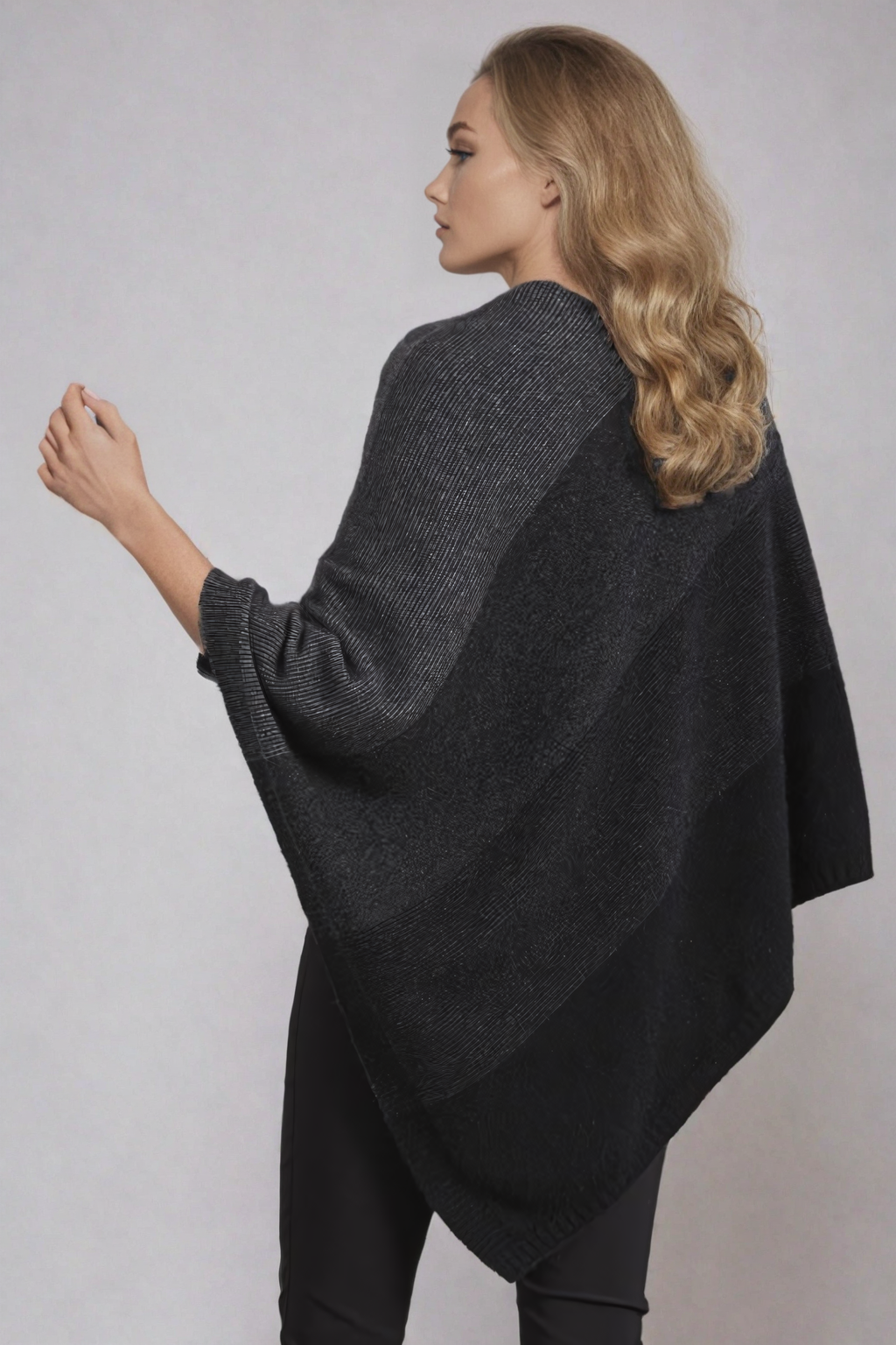 Charcoal McDonald Possum Merino Ombre Poncho