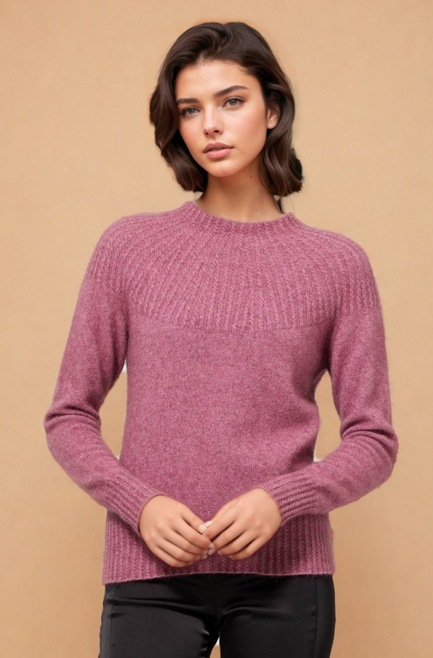 Heather McDonald Possum Merino Yoke Neck Cable Jumper