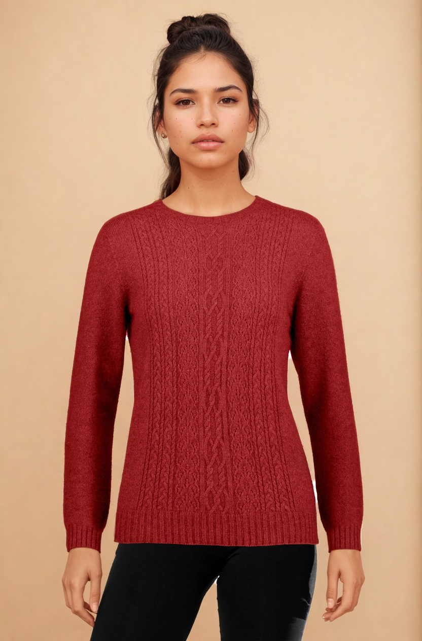 Red - Possum Fur Crew Jumper Possum Merino