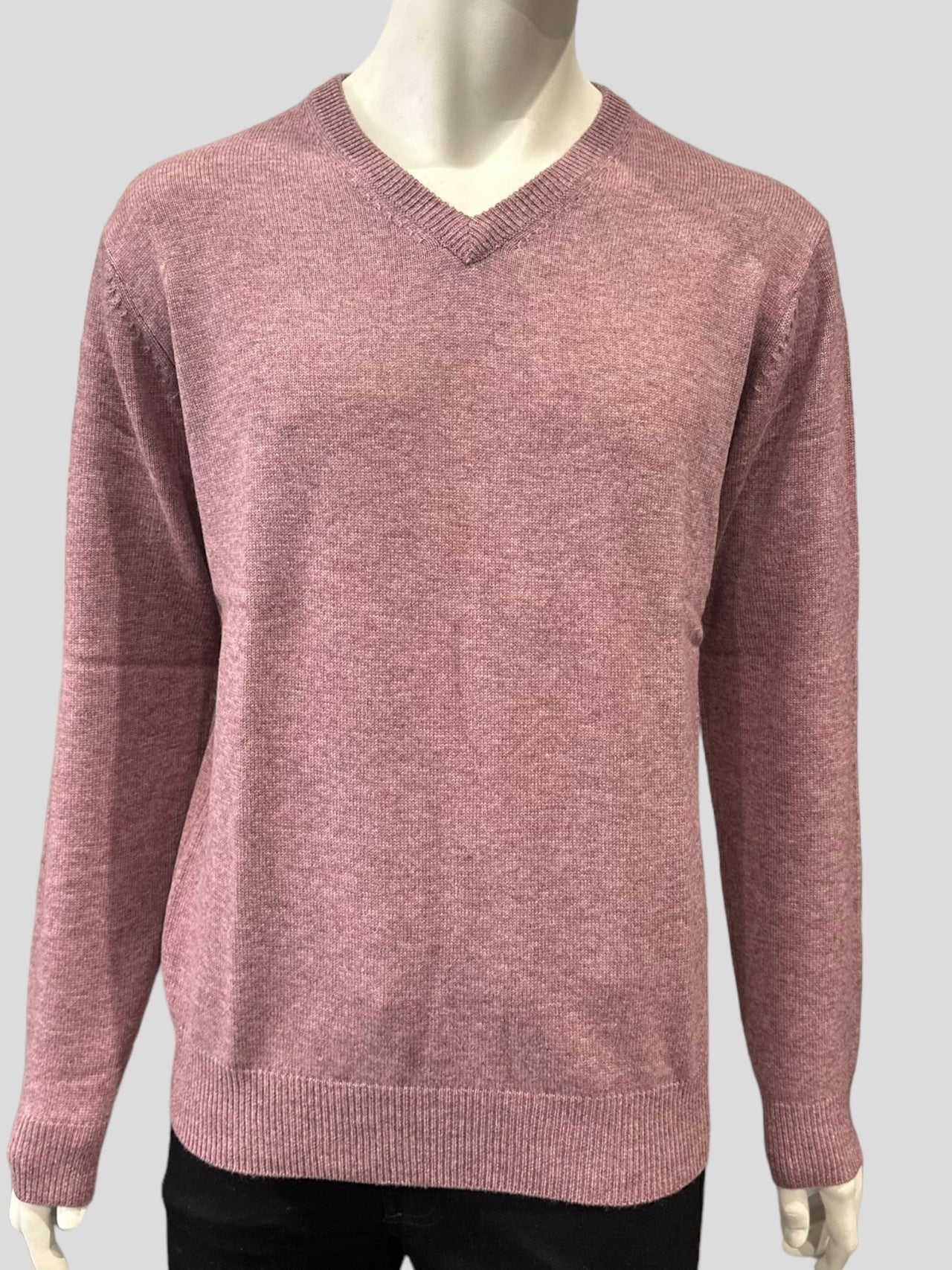 Ansett Pink Cashmere Merino Wool V Neck Jumper