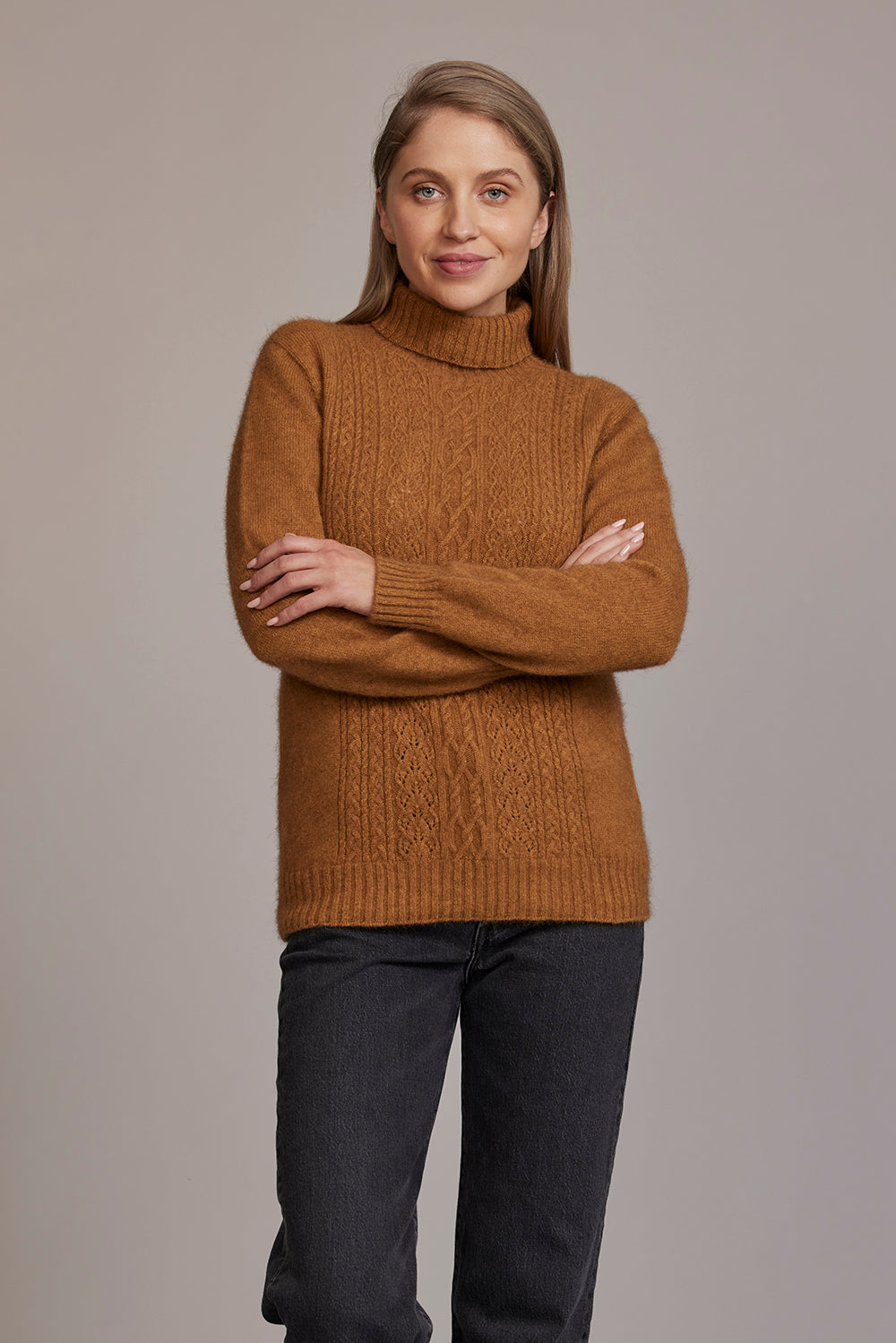 Honeycomb - McDonald Possum Merino Fur Polo Neck Jumper