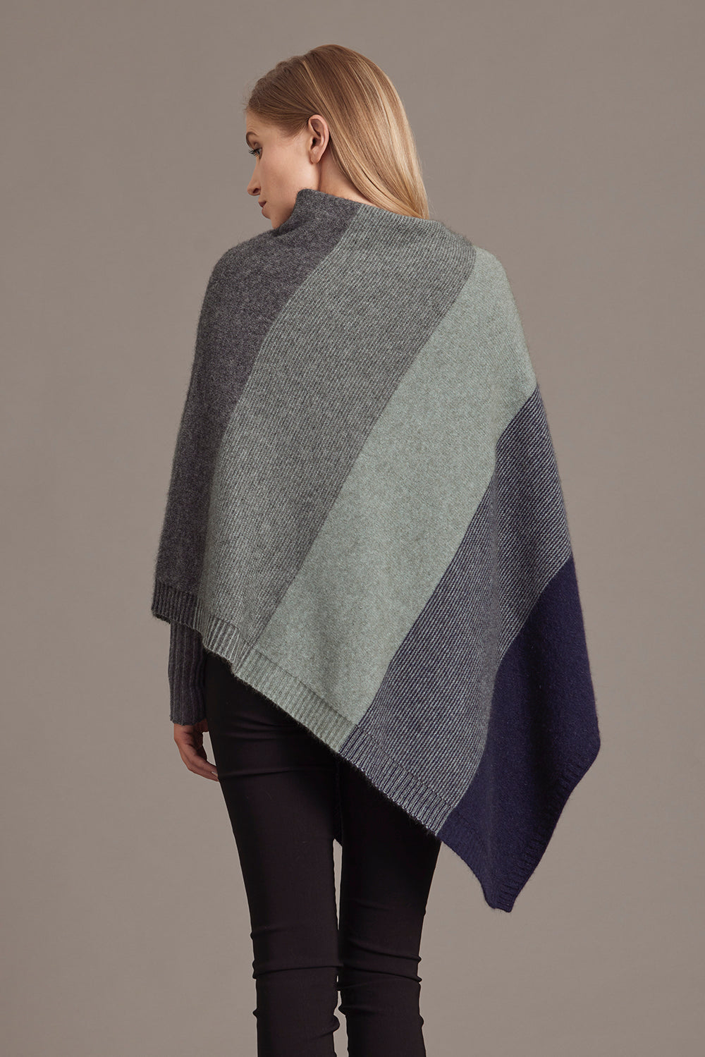 Navy Mint McDonald Possum Merino Ombre Poncho