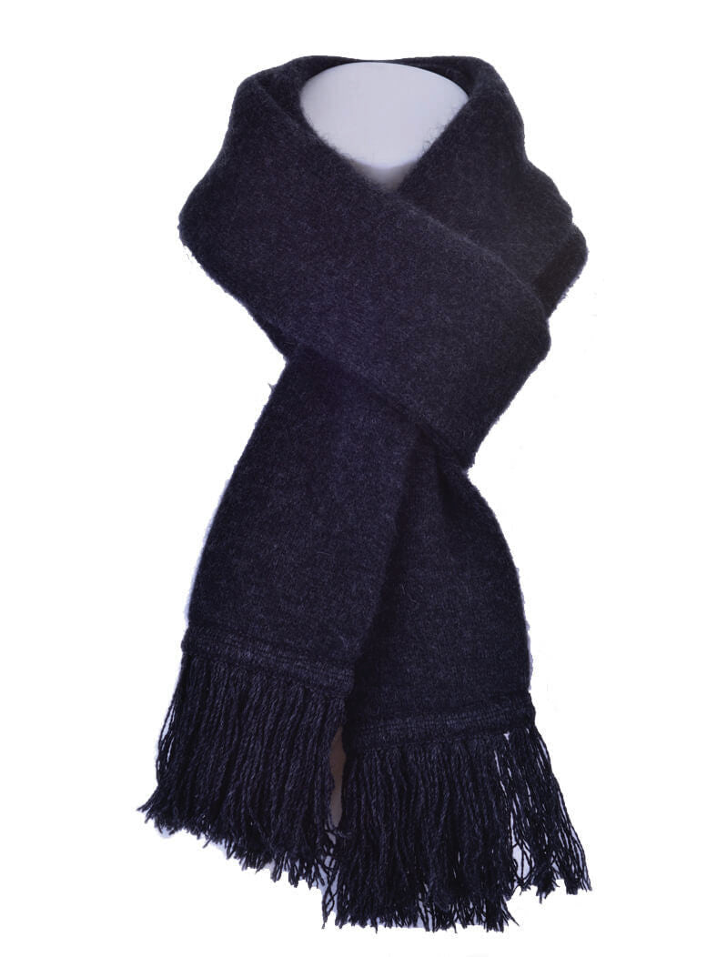 Charcoal Possum Merino Silk Plain Tubular Scarf