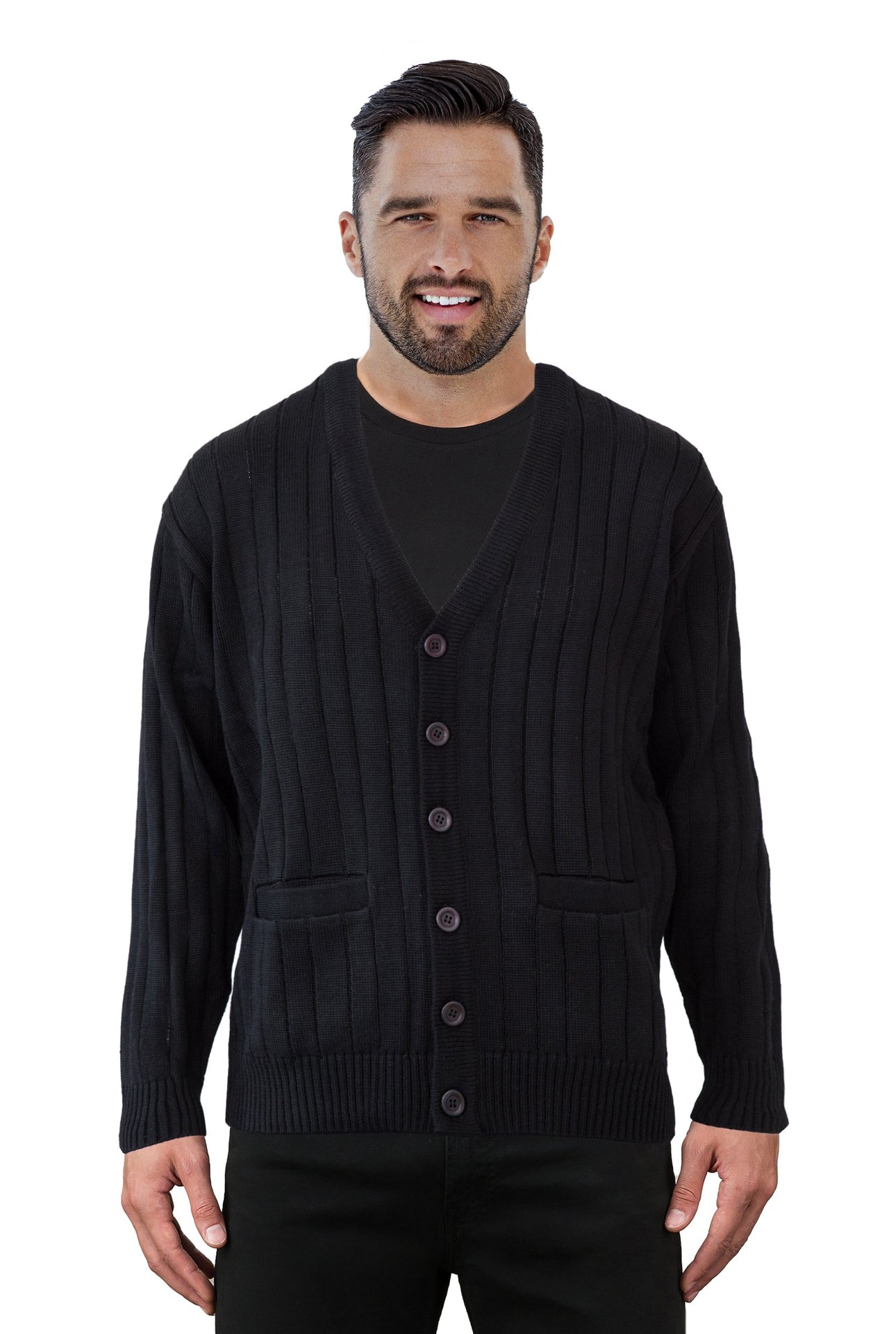 Black V Neck Cardigan - Tradewinds By Ansett Ansett Plain Knitwear