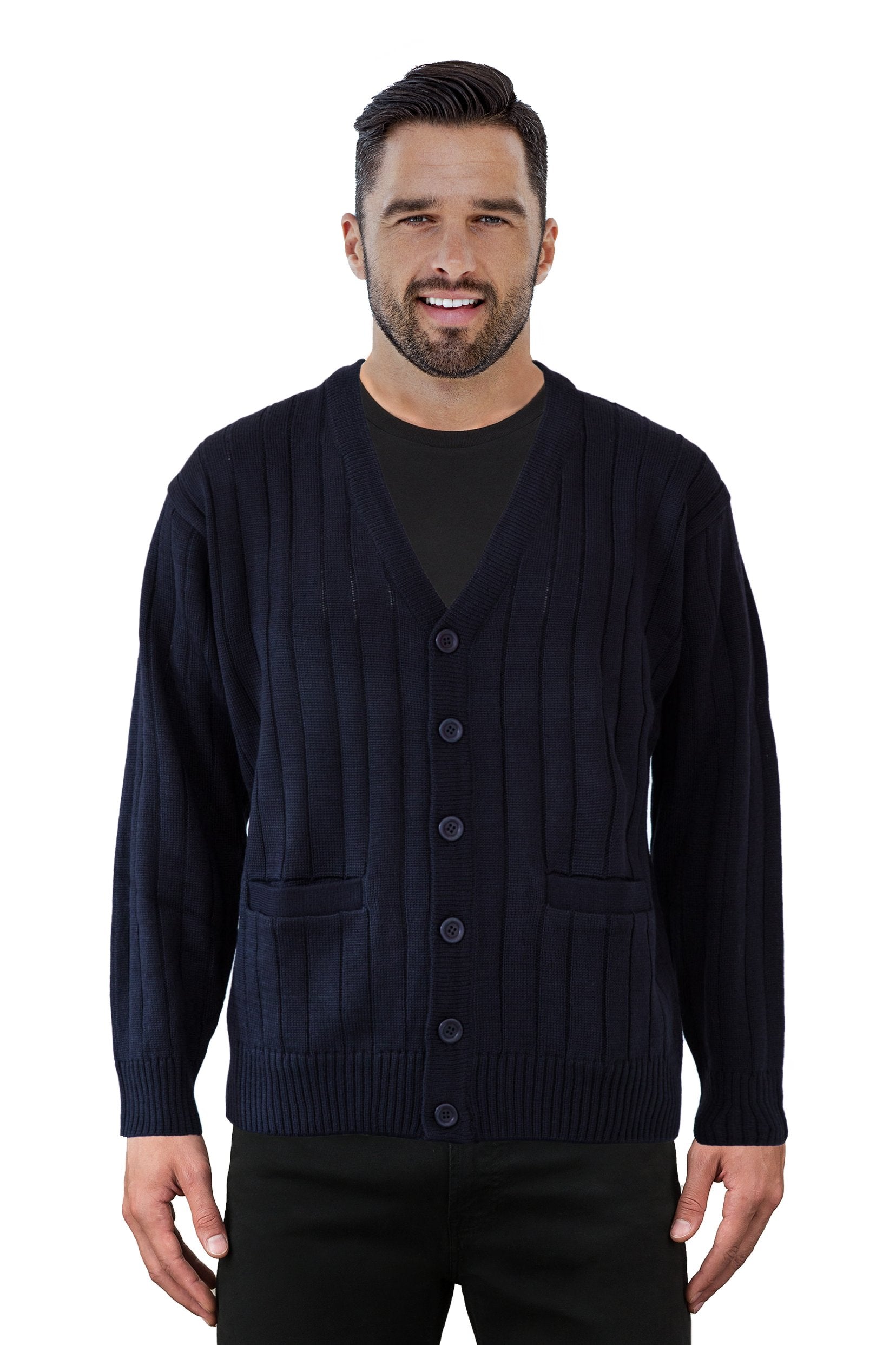 Navy V Neck Cardigan - Tradewinds By Ansett Ansett Plain Knitwear