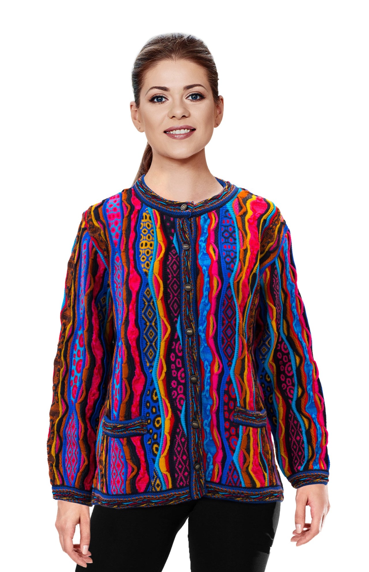 Force - Bright Ladies Long Cardigan Geccu 3D Multi Colour