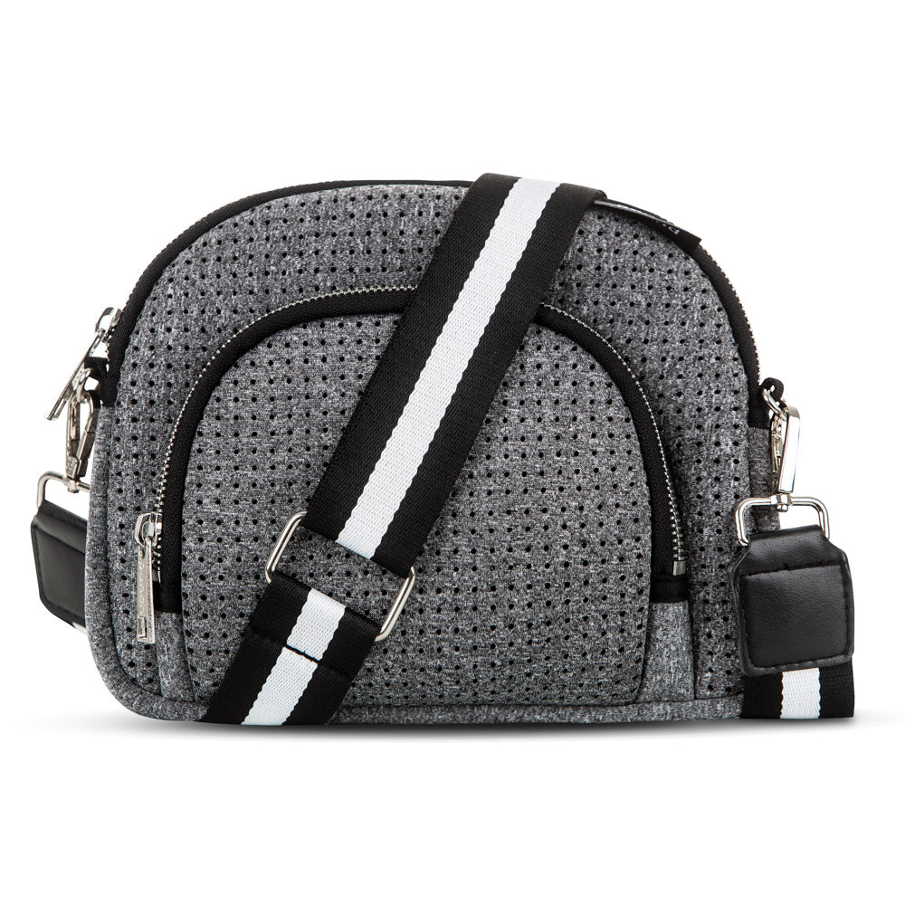 Grey Punch Neoprene Moon Cross Body Bag