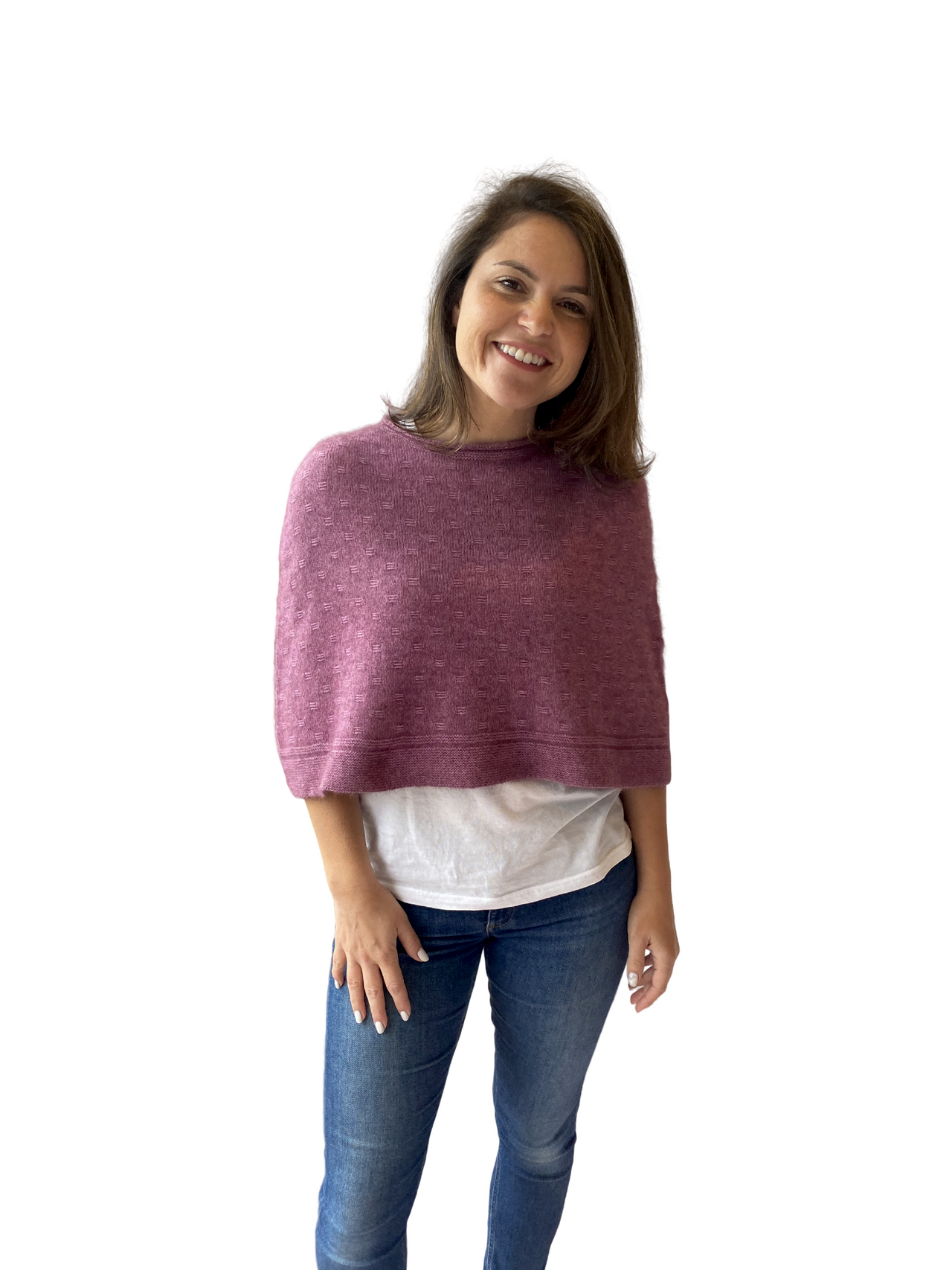 Heather Float Stitch Poncho Possum Merino