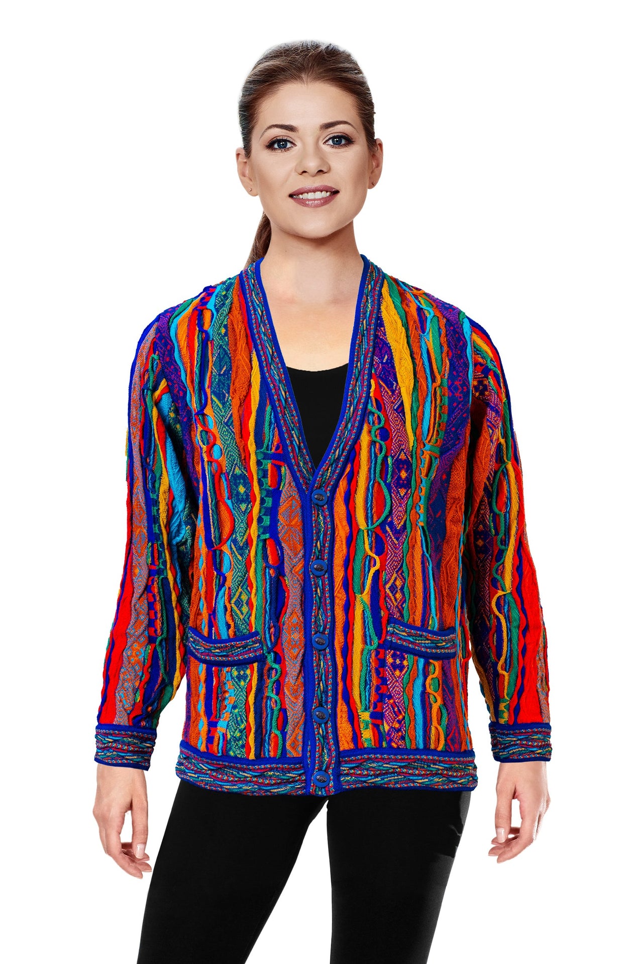 Kanga - Bright V Cardigan Geccu 3D Multi Colour