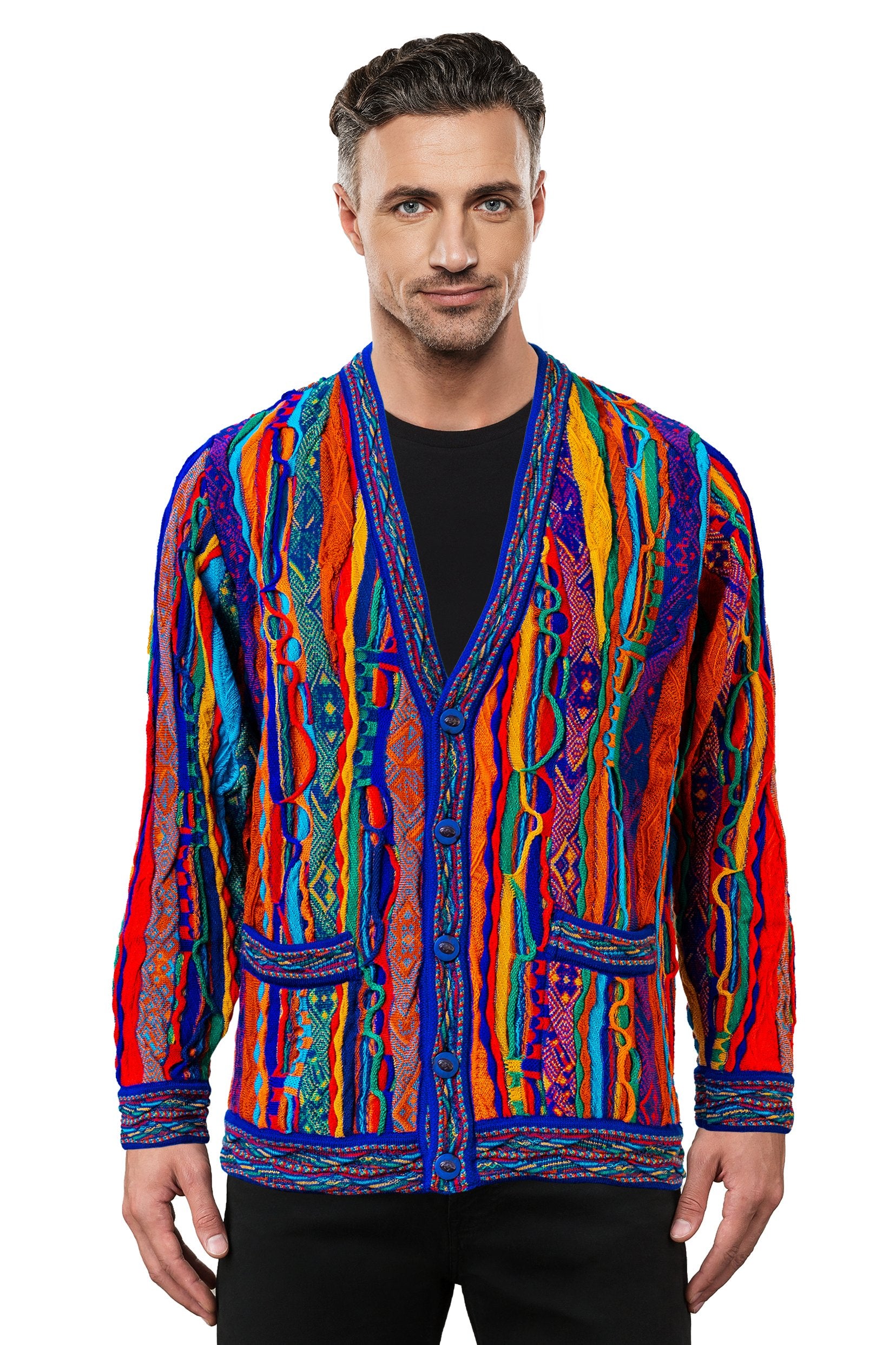 Kanga - Bright V Cardigan Geccu 3D Multi Colour