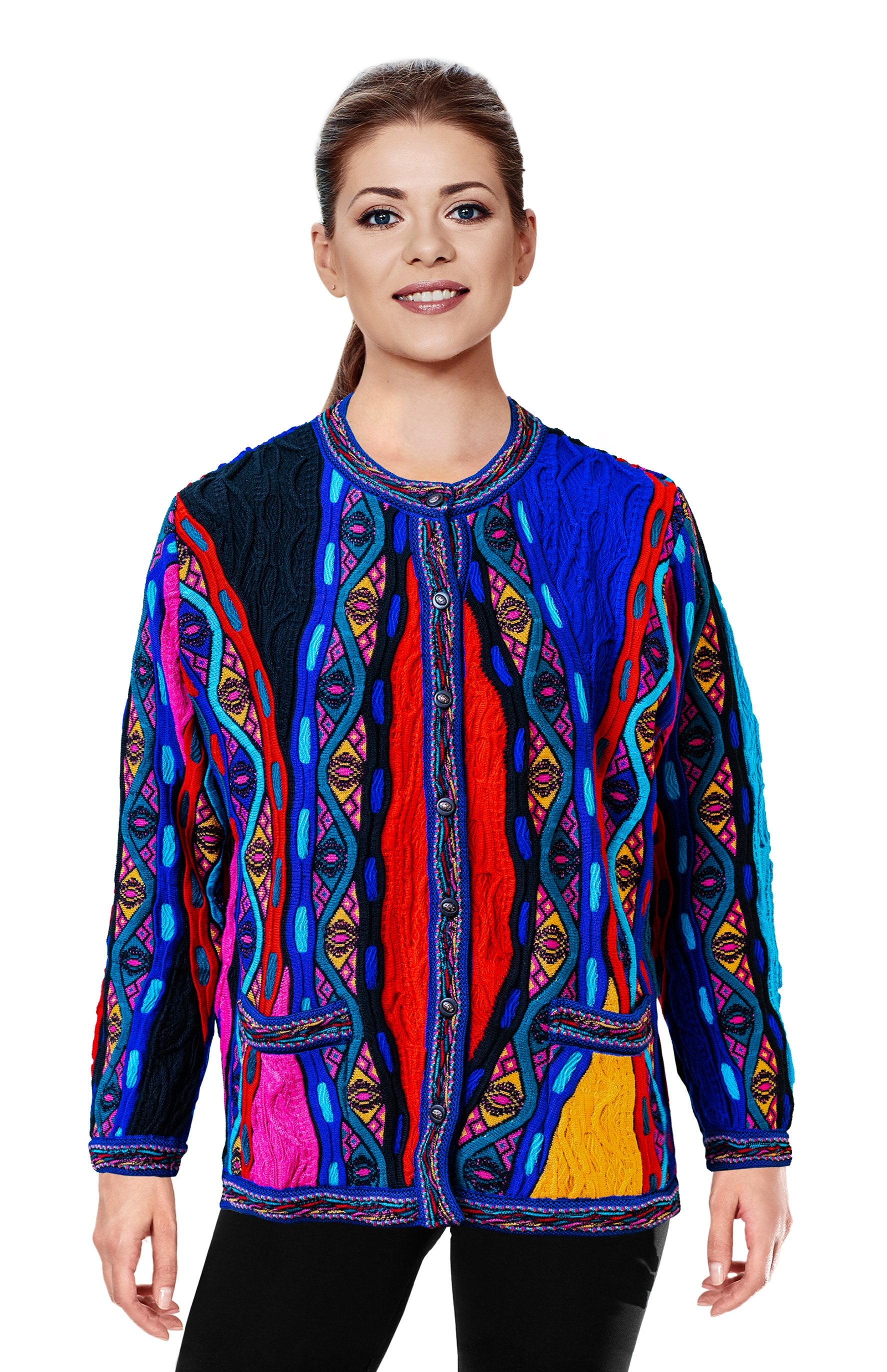 Mati - Bright Ladies Long Cardigan Geccu 3D Multi Colour