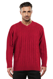 Cherry Cable V Neck Jumper Ansett Plain Knitwear