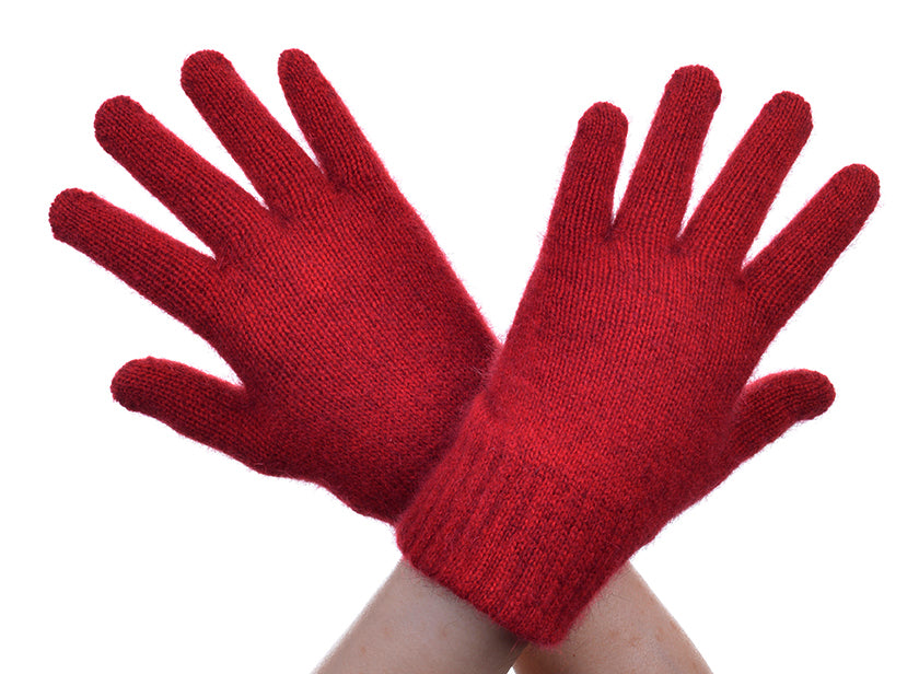 Red Possum Merino and Silk Full Finger Gloves