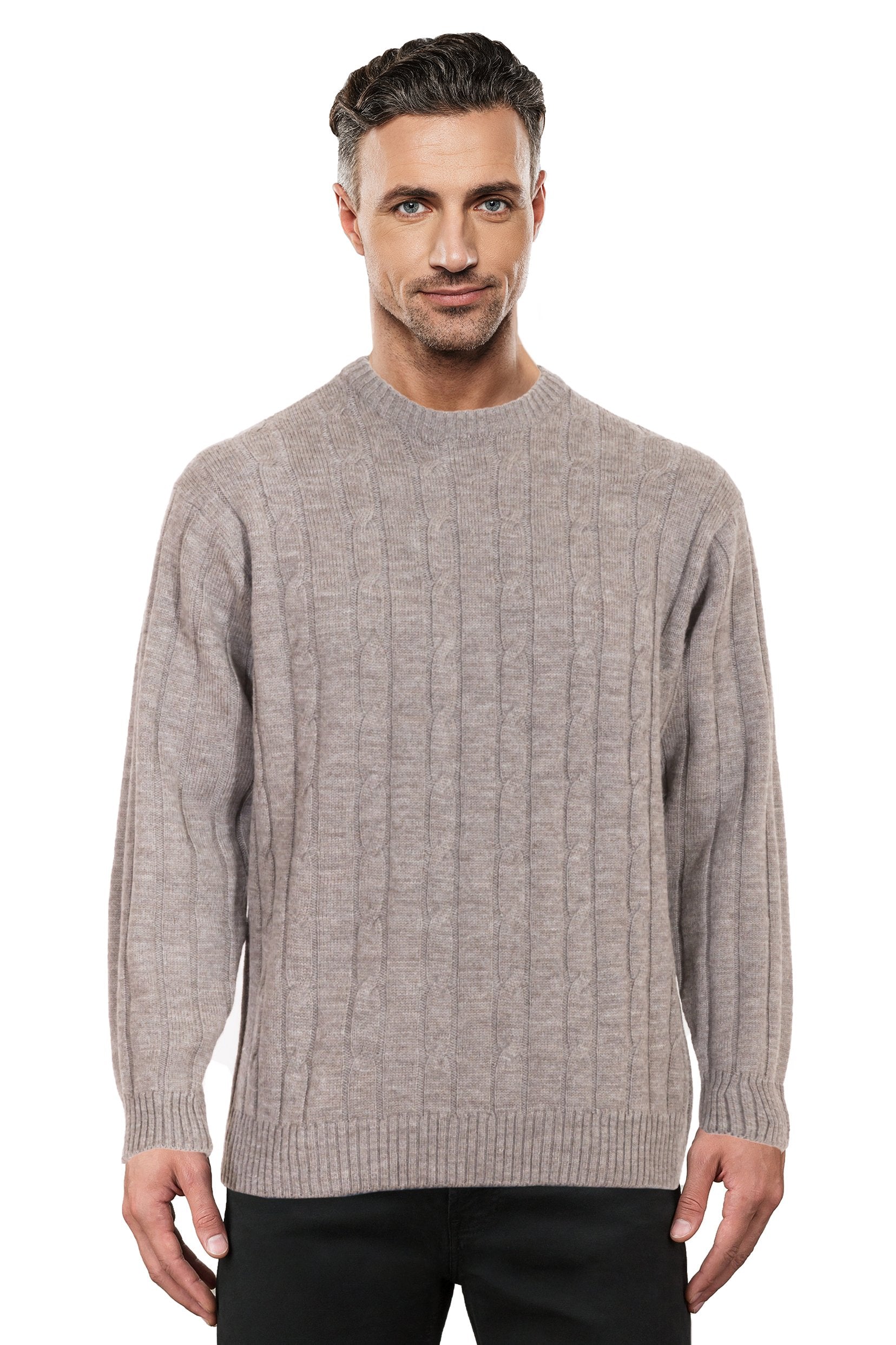 Sable Cable Crew Neck Jumper Ansett Plain Knitwear