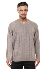 Sable Cable V Neck Jumper Ansett Plain Knitwear