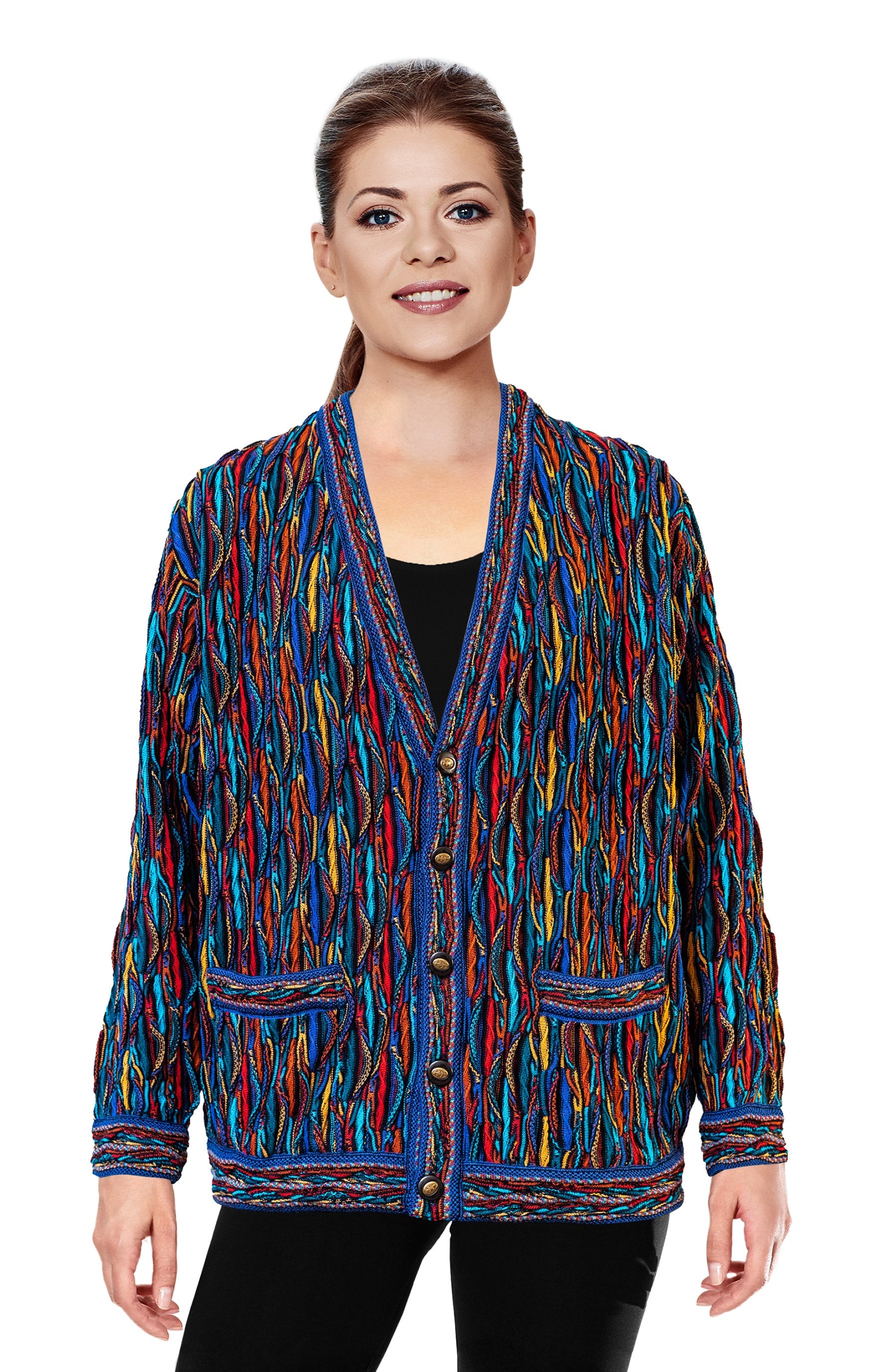 Wave - Bright V Cardigan Geccu 3D Multi Colour