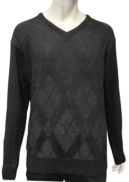 Black Argyle V Neck Jumper - Tradewinds By Ansett