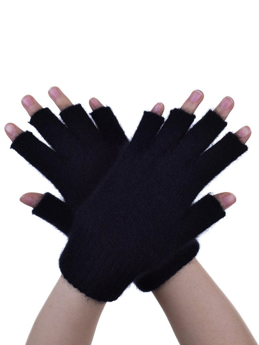 Black Possum Merino and Silk Fingerless Gloves