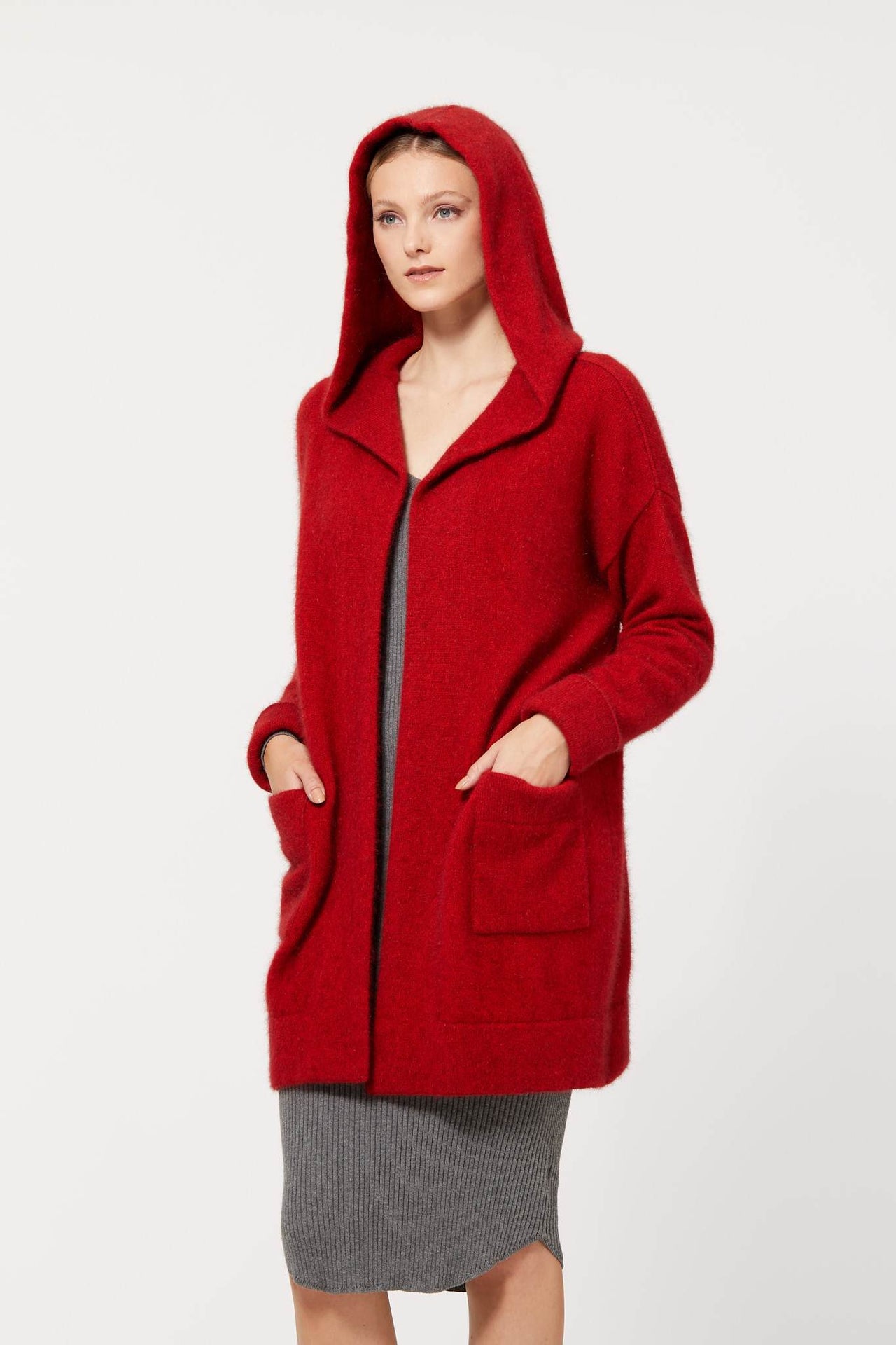 Red Possum Merino Oversize Hood Jacket Possum Merino